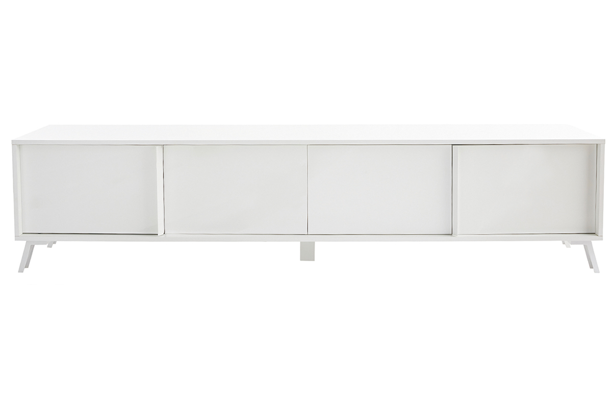 Mobile TV design finitura bianco lucido L205 cm NEMA