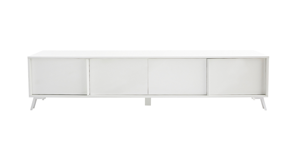 Mobile TV design finitura bianco lucido L205 cm NEMA