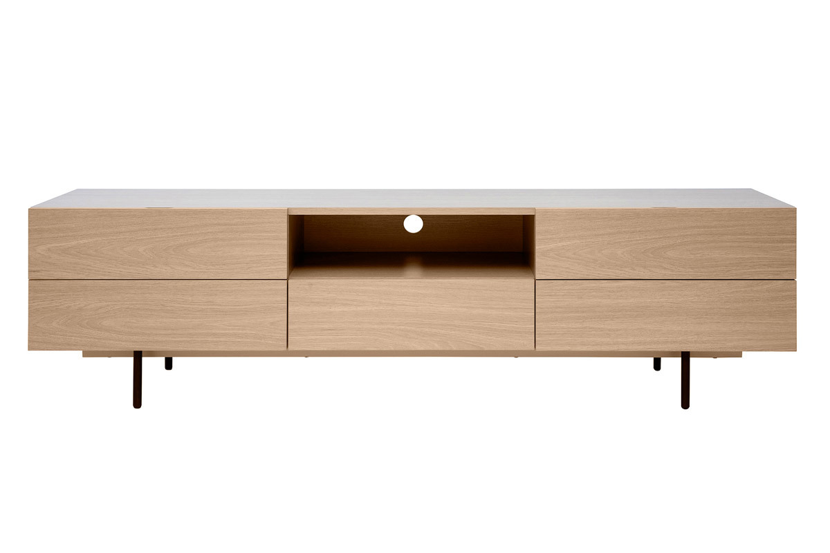 Mobile TV design finitura legno chiaro rovere e metallo nero L180 cm ALASKA