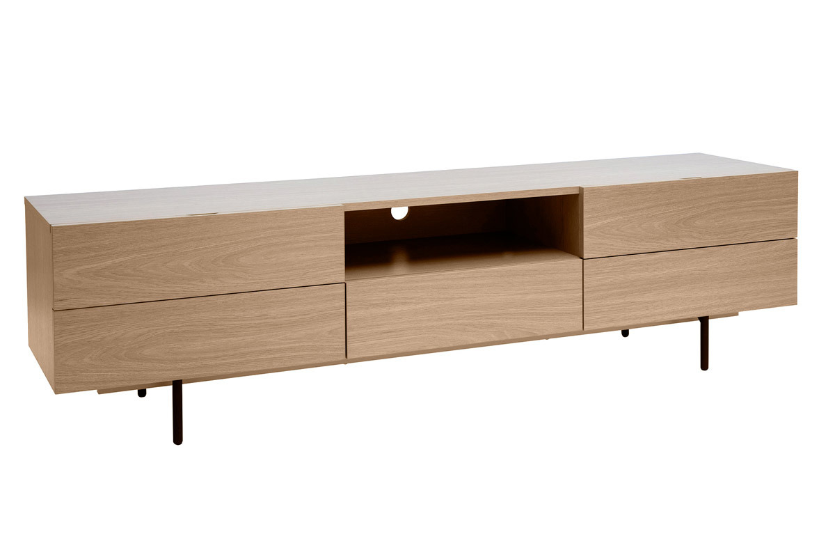 Mobile TV design finitura legno chiaro rovere e metallo nero L180 cm ALASKA