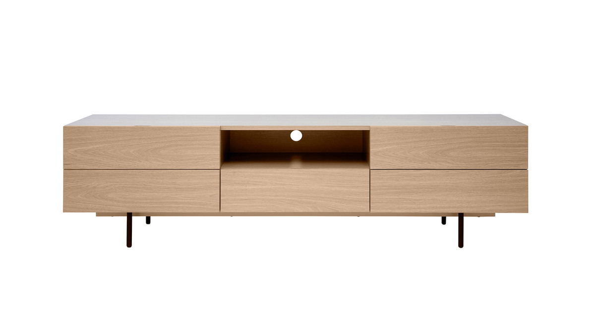 Mobile TV design finitura legno chiaro rovere e metallo nero L180 cm ALASKA