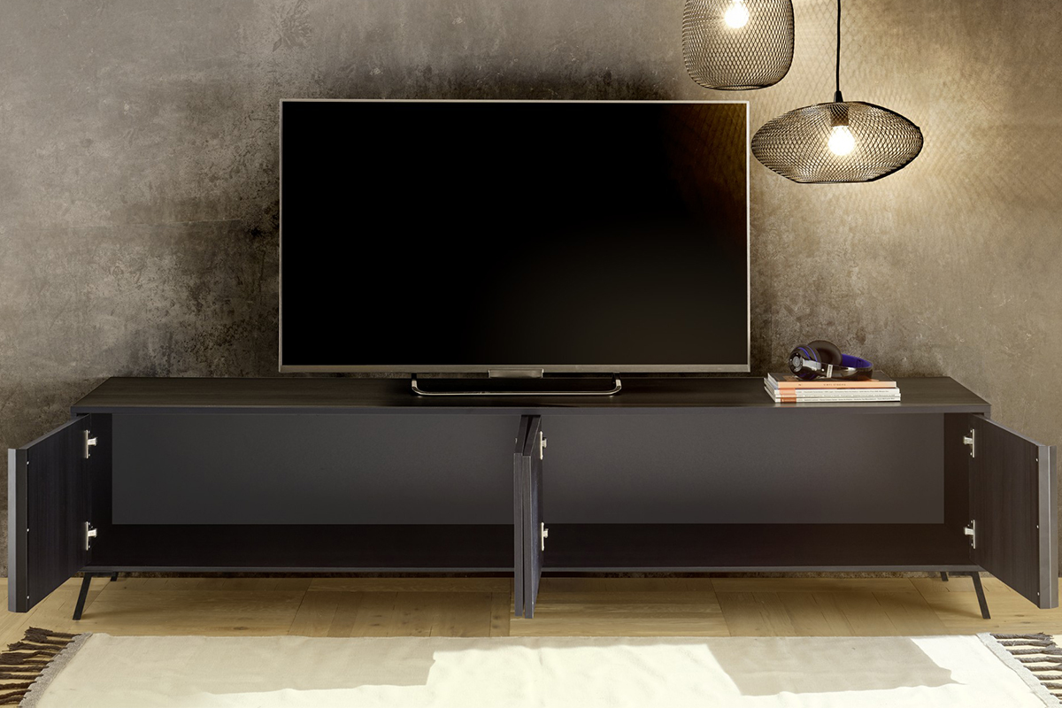 Mobile TV design finitura legno nero opaco L205 cm NEMA