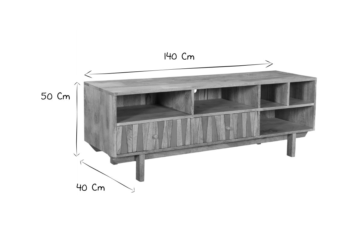 Mobile TV design in legno di mango e ottone ZAIKA