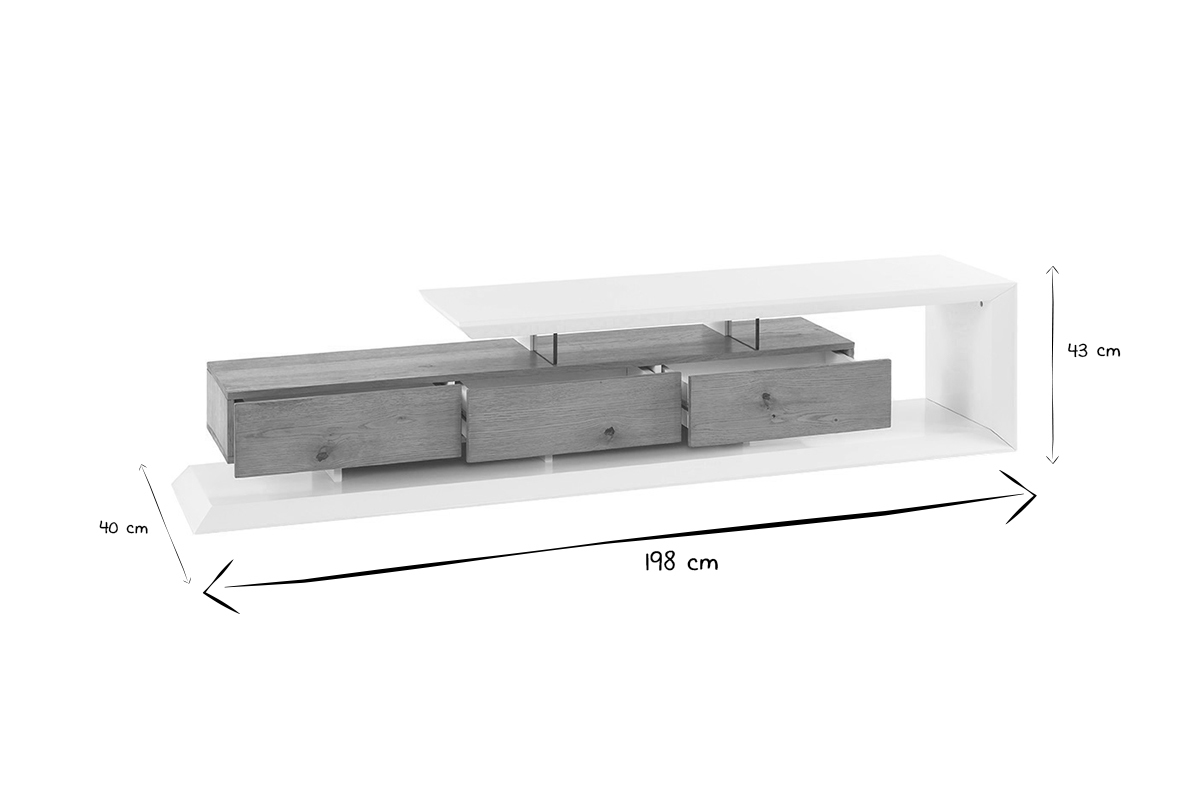 Mobile TV design laccato bianco e legno RITUEL