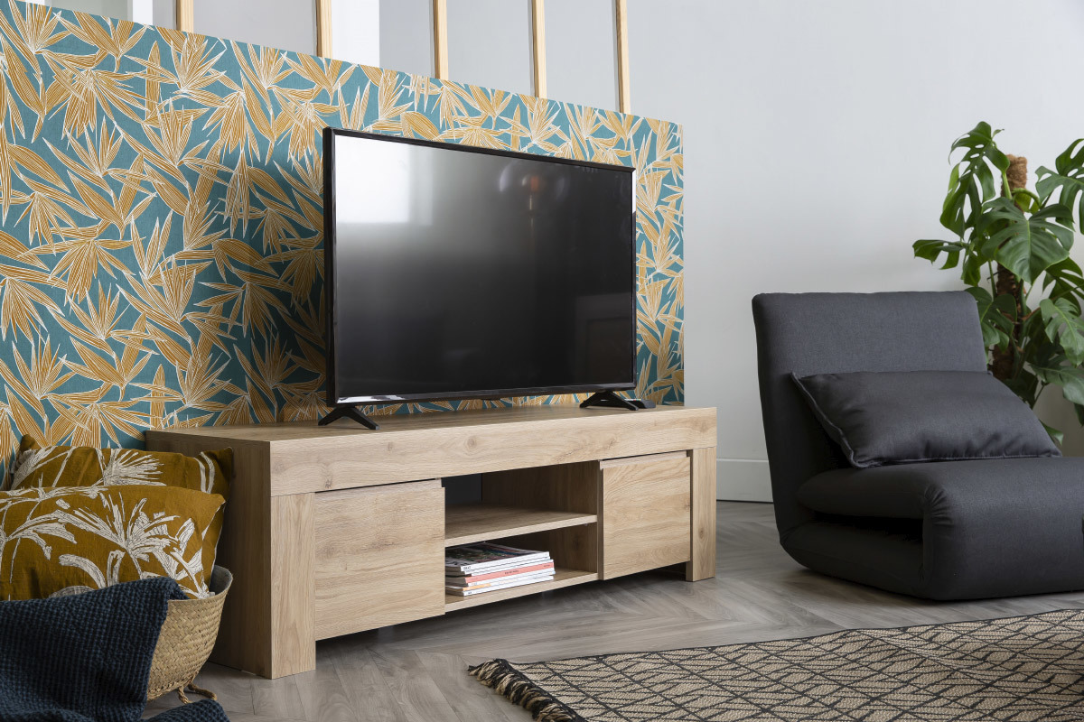 Mobile TV di design finitura rovere L138 cm LINO