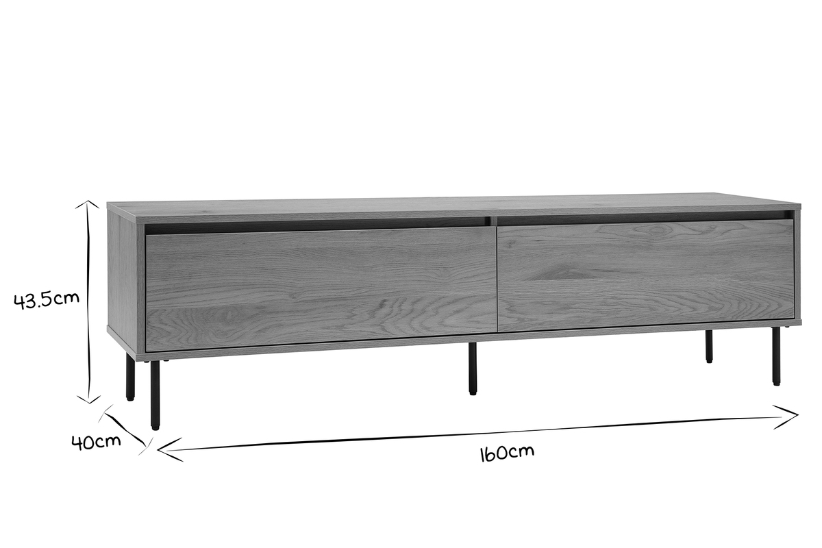 Mobile TV finitura legno chiaro rovere 2 cassetti L160 cm ARAGON