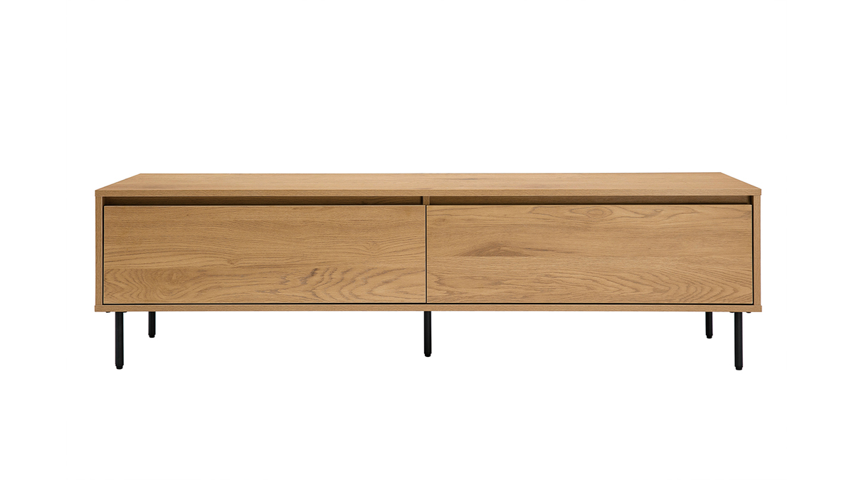 Mobile TV finitura legno chiaro rovere 2 cassetti L160 cm ARAGON