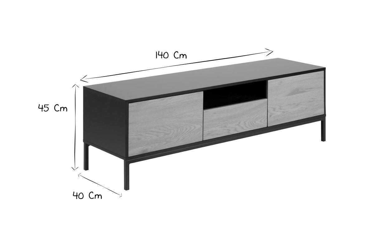 Mobile TV industriale legno e metallo L140 cm TRESCA