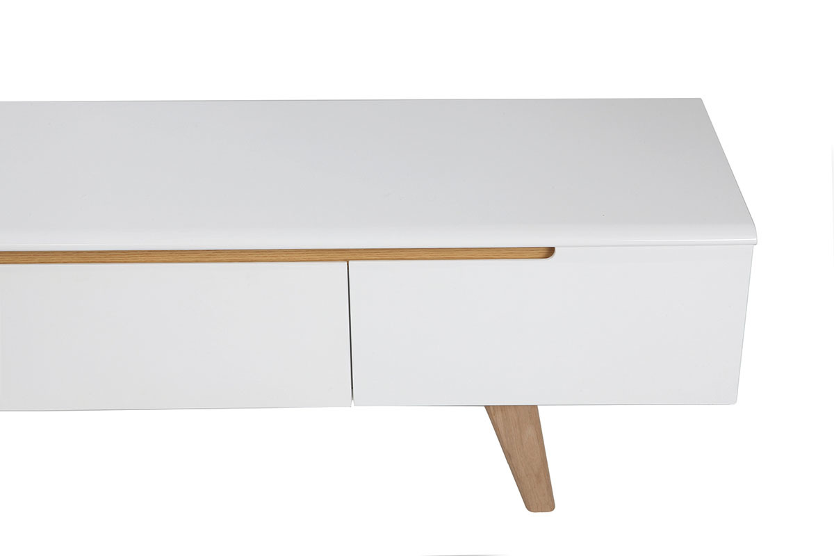 Mobile TV scandinavo bianco lucido e frassino 180cm MELKA