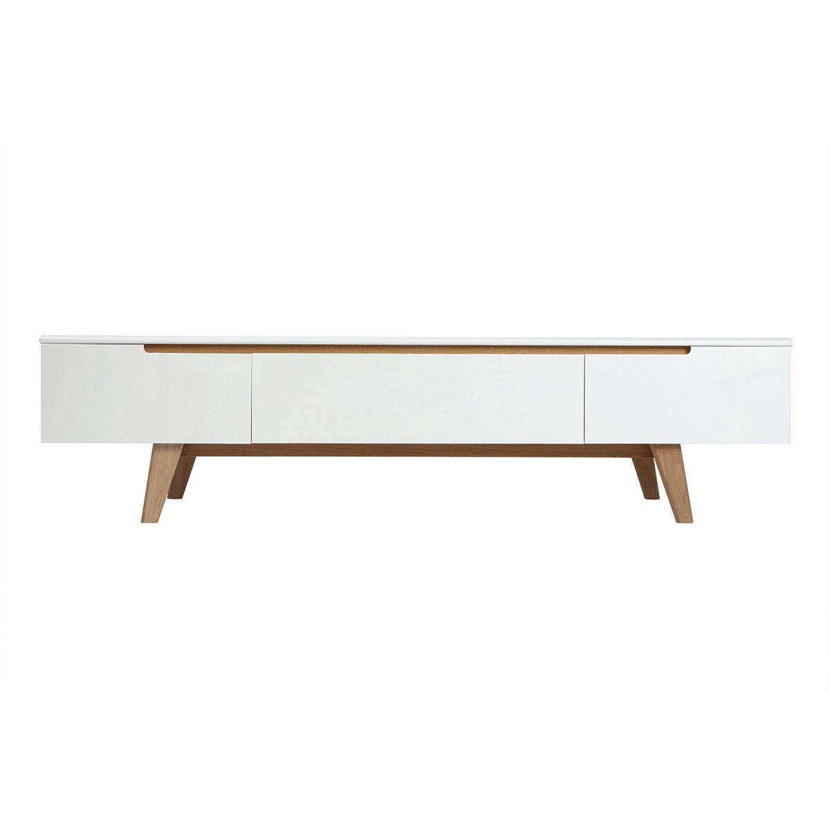 Mobile TV scandinavo bianco lucido e frassino 180cm MELKA