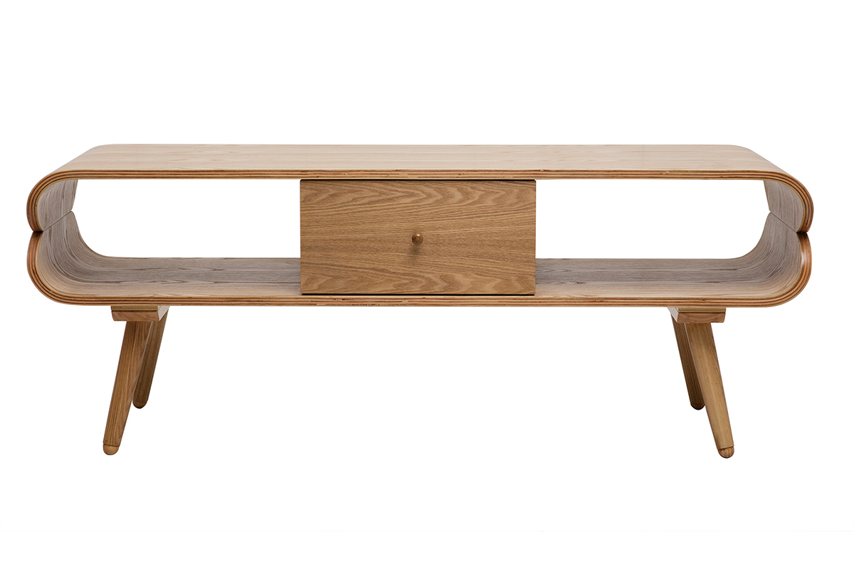 Mobile TV scandinavo con ripiani legno chiaro L132 cm TAKLA