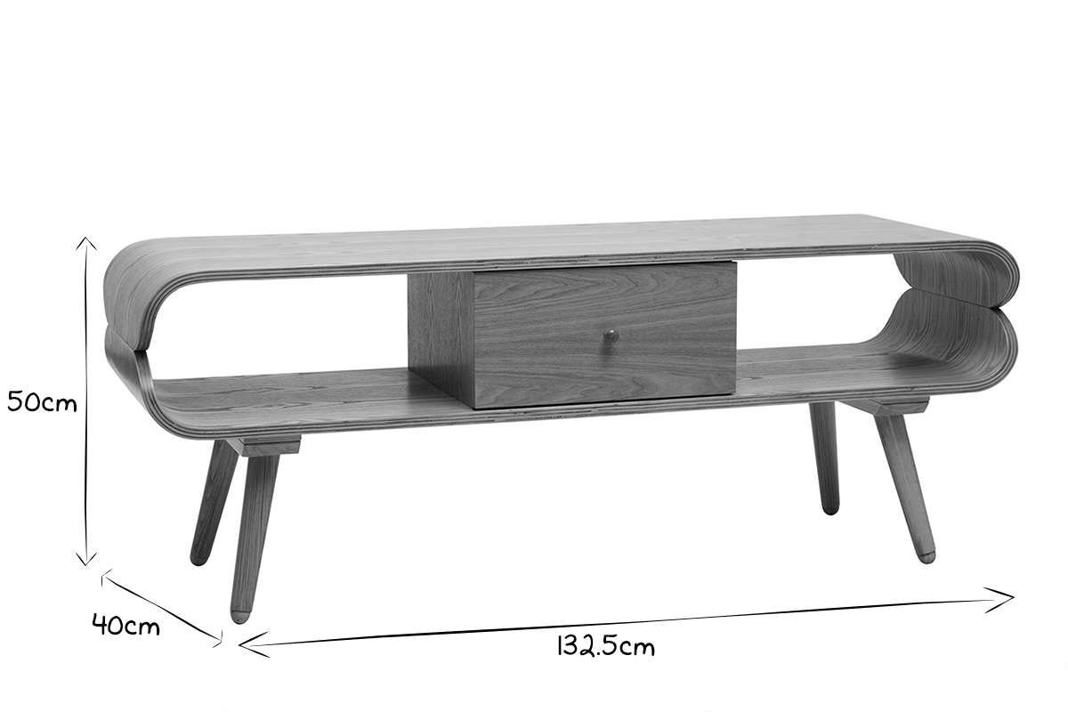 Mobile TV scandinavo con ripiani legno chiaro L132 cm TAKLA