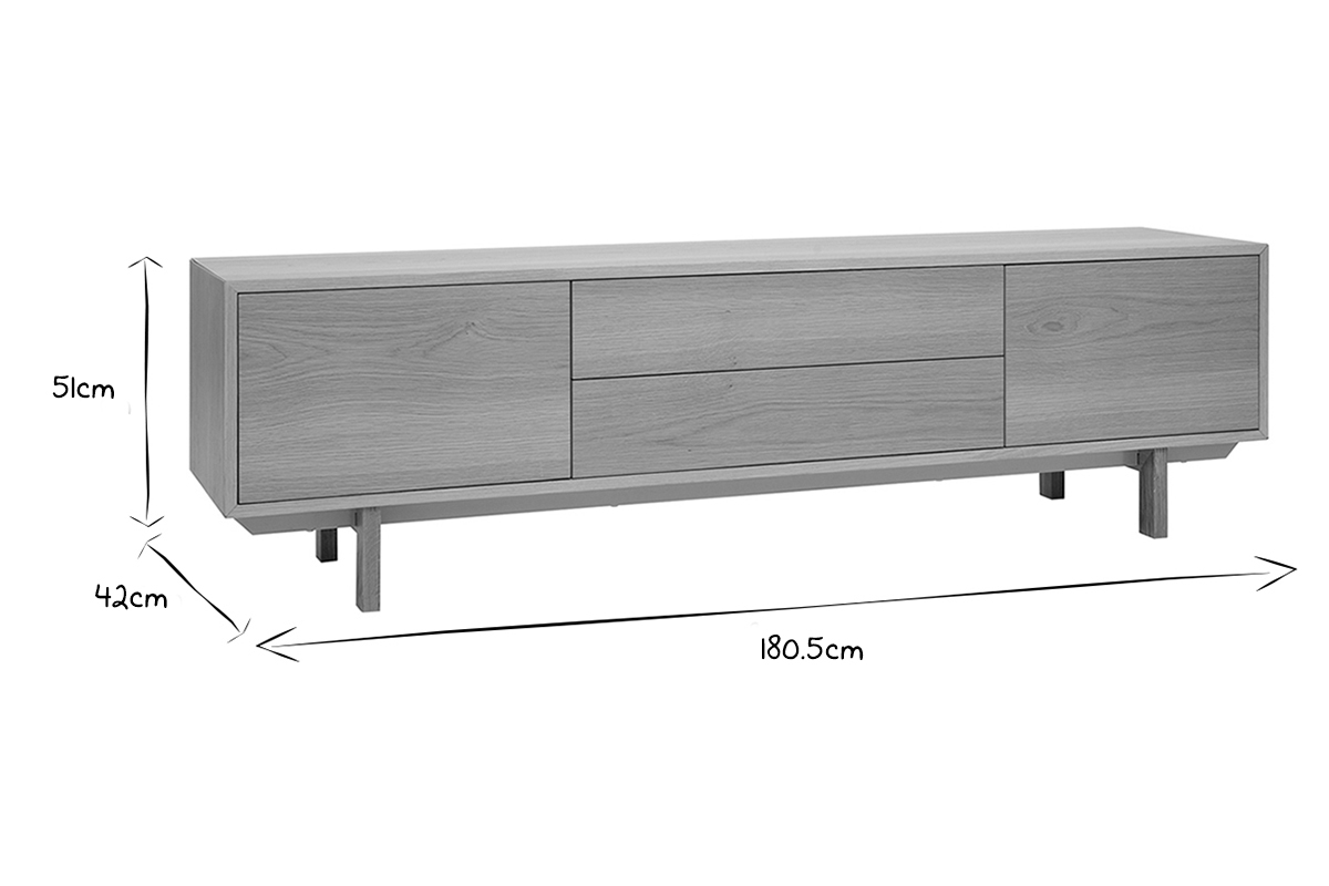 Mobile TV scandinavo legno chiaro L180 cm SID