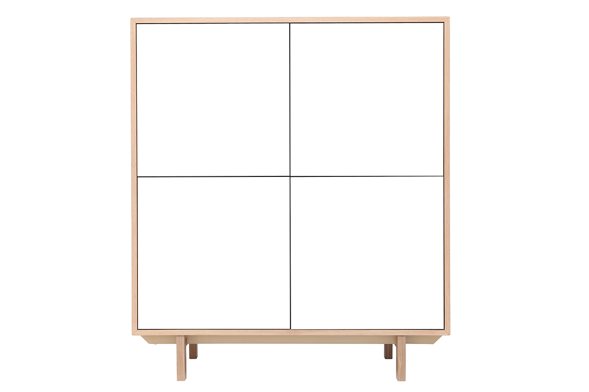 Mobiletto buffet scandinavo alto in legno Bianco 125 cm SID