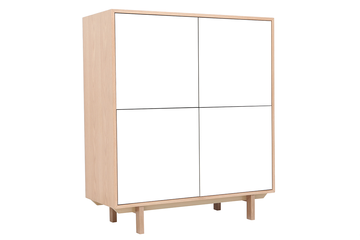 Mobiletto buffet scandinavo alto in legno Bianco 125 cm SID