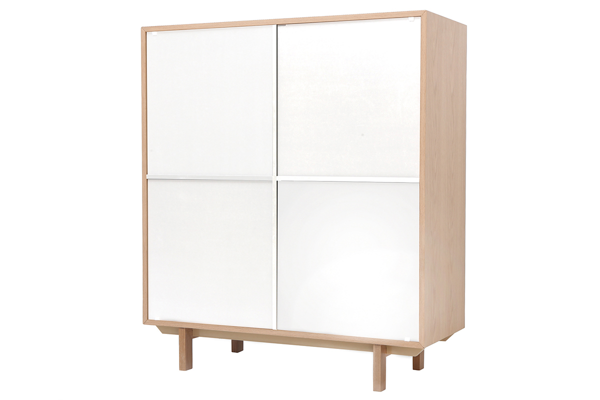 Mobiletto buffet scandinavo alto in legno Bianco 125 cm SID