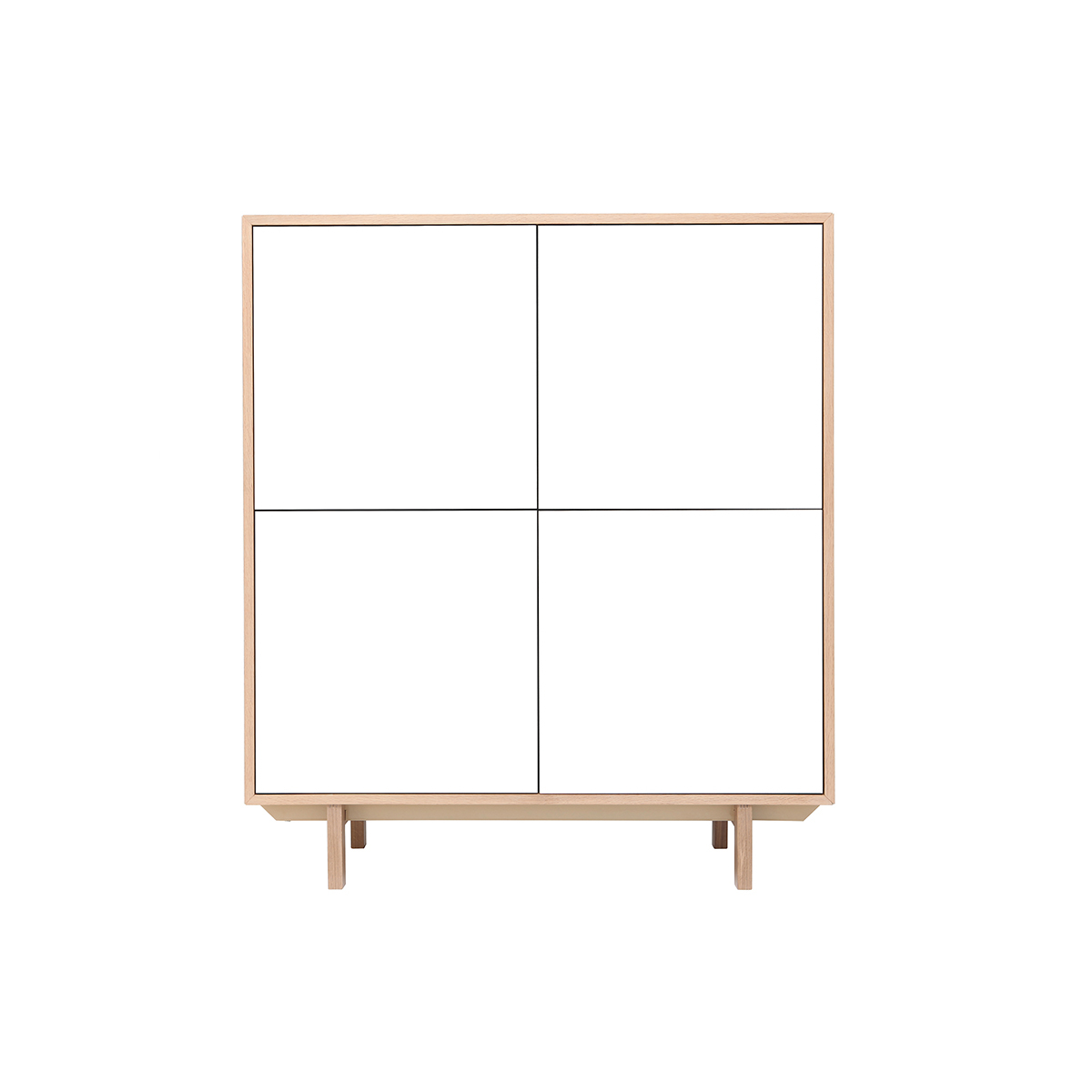 Mobiletto buffet scandinavo alto in legno Bianco 125 cm SID