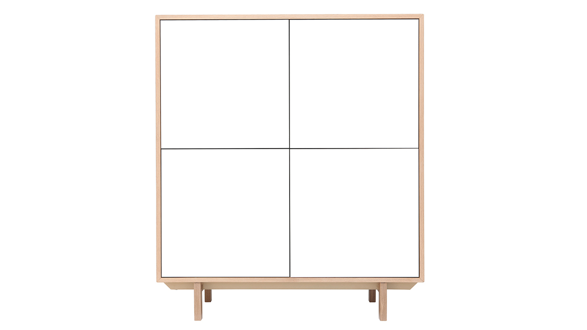 Mobiletto buffet scandinavo alto in legno Bianco 125 cm SID