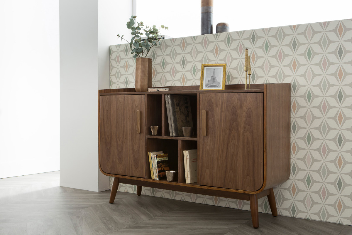 Mobiletto buffet vintage in legno noce HALLEN