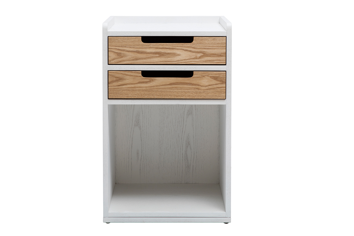 Mobiletto da scrivania scandinavo bianco e legno OPUS