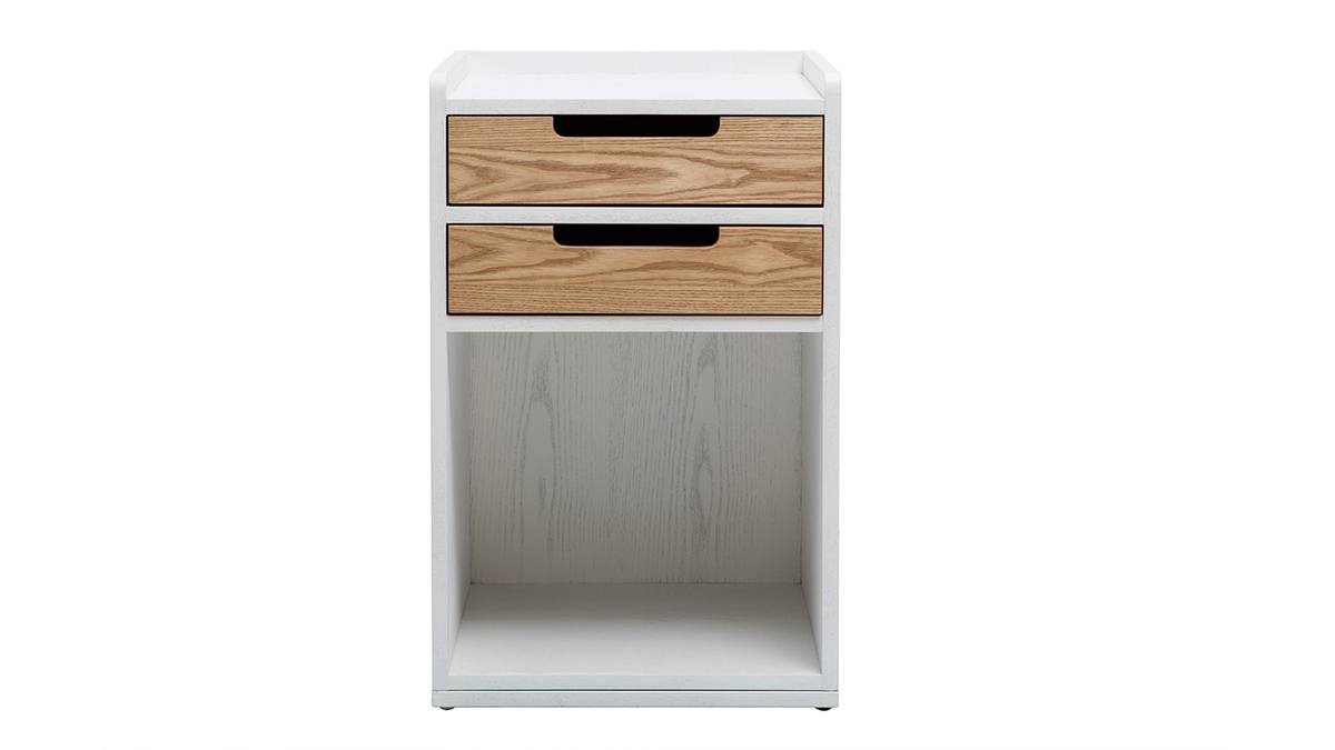 Mobiletto da scrivania scandinavo bianco e legno OPUS