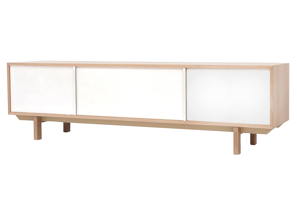 Mobiletto TV scandinavo in legno e bianco 180 cm SID