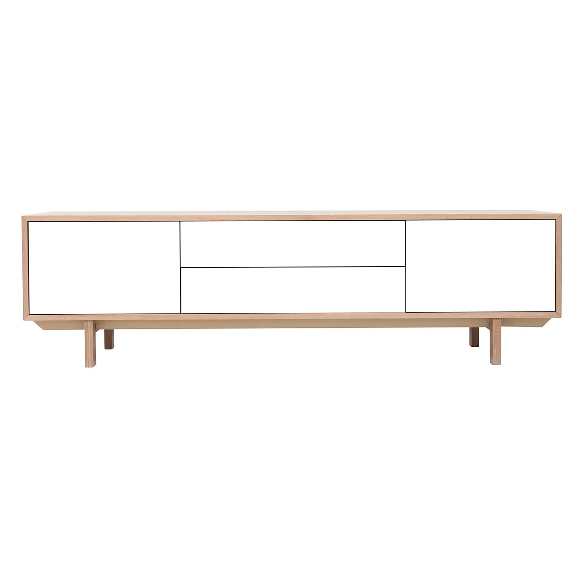 Mobiletto TV scandinavo in legno e bianco 180 cm SID