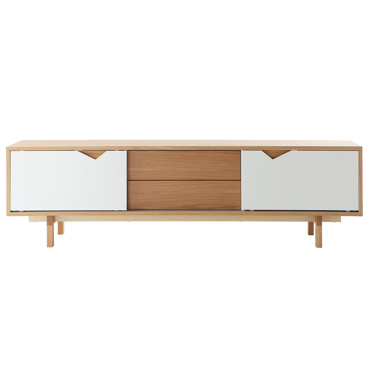 mobiletto TV scandinavo modulabile Bianco e Quercia ACOUSTIC