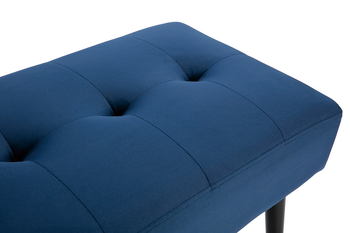 Panca design lavorazione capitonn in tessuto velluto blu notte e metallo nero L95 cm GUESTA