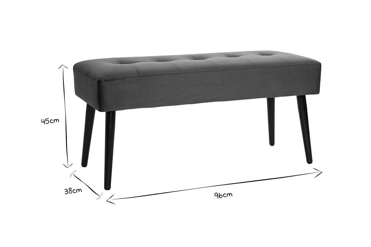 Panca design lavorazione capitonn in tessuto velluto color bruciato e metallo nero L95 cm GUESTA