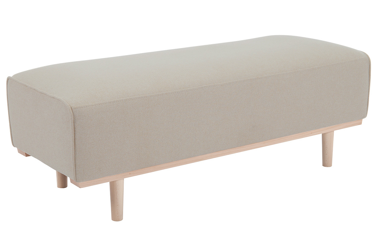 Panca fondo letto in tessuto beige e legno massello di faggio L124 cm MORRIS