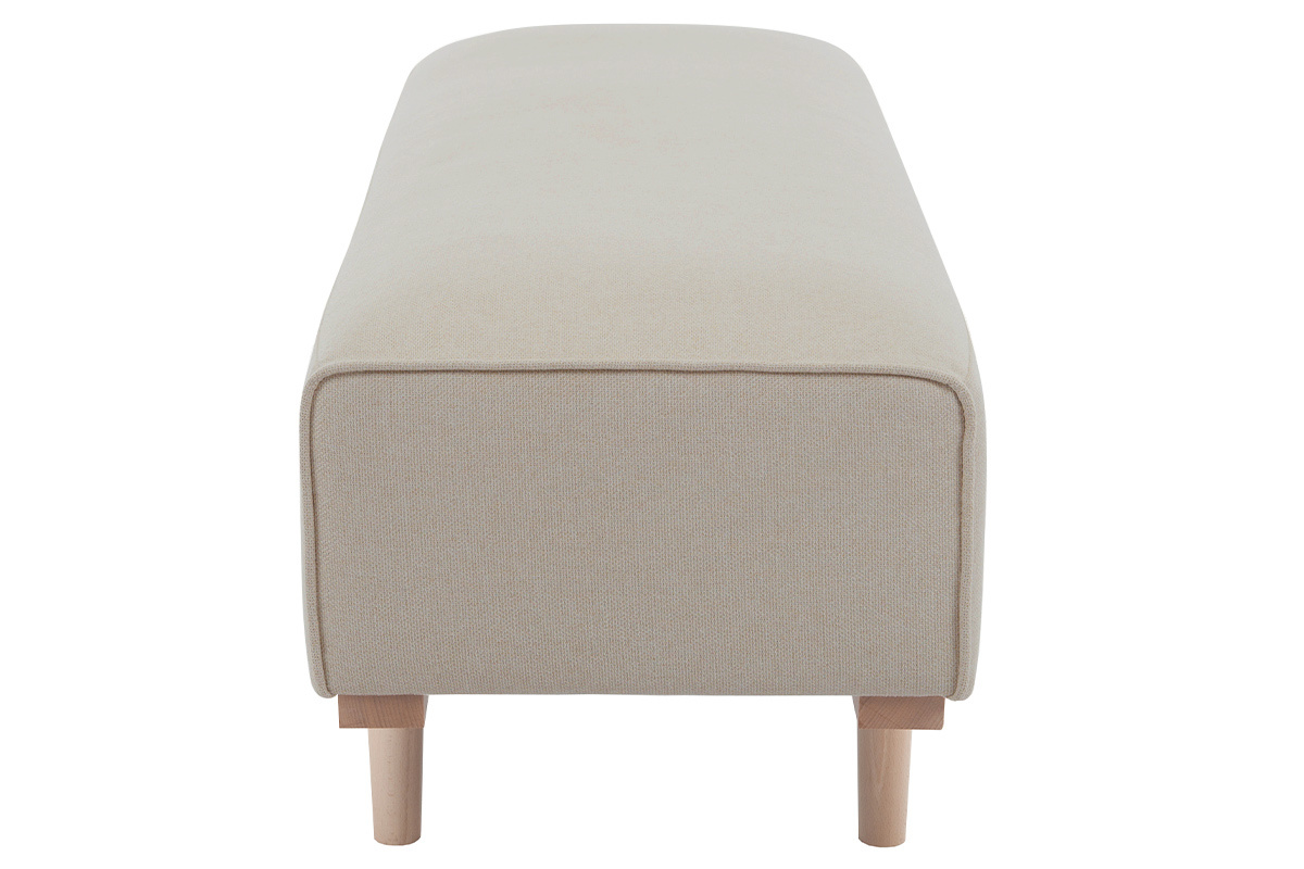 Panca fondo letto in tessuto beige e legno massello di faggio L124 cm MORRIS