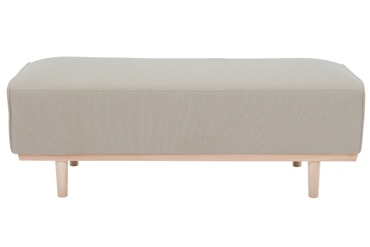 Panca fondo letto in tessuto beige e legno massello di faggio L124 cm MORRIS