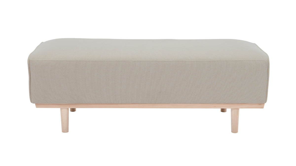 Panca fondo letto in tessuto beige e legno massello di faggio L124 cm MORRIS