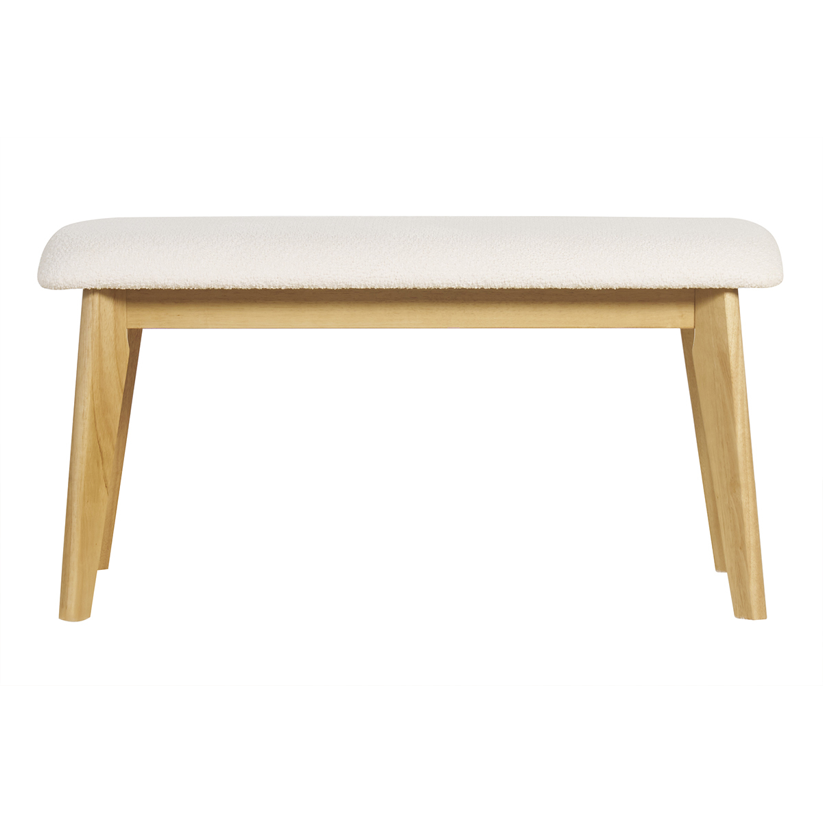 Panca scandinava in tessuto effetto lana bouclé bianco e legno chiaro L92 cm ELION