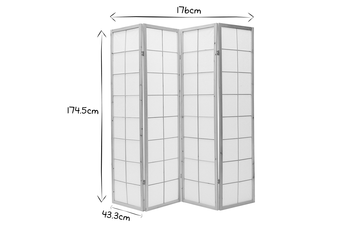 Paravento giapponese in legno e carta IKUYO