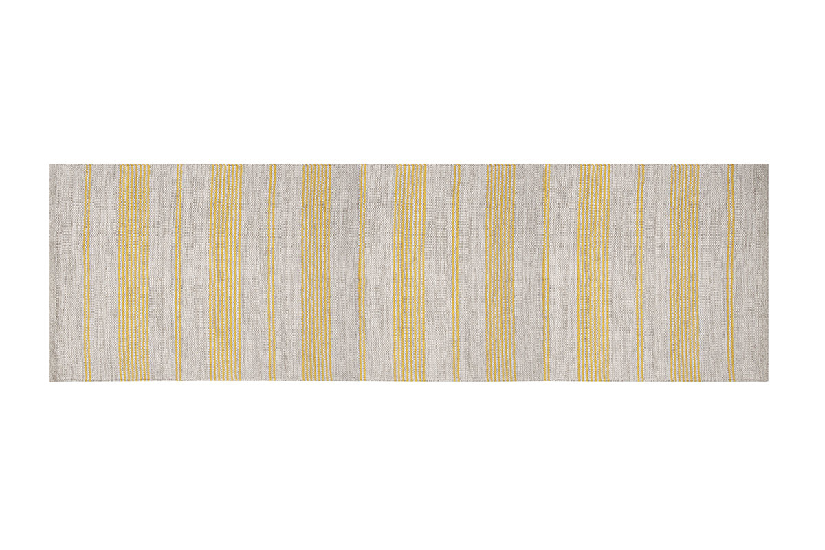 Passatoia per corridoio in cotone giallo e beige 60 x 200 cm CABOURG