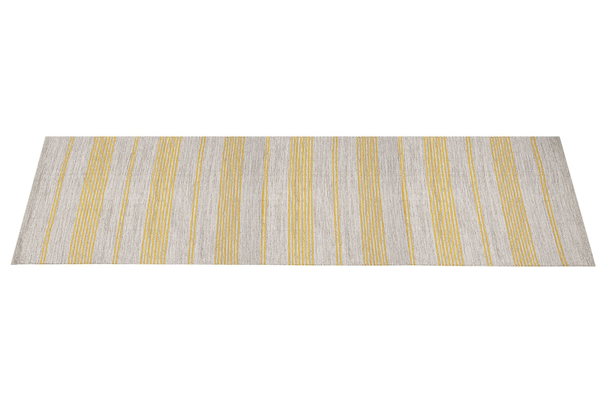 Passatoia per corridoio in cotone giallo e beige 60 x 200 cm CABOURG