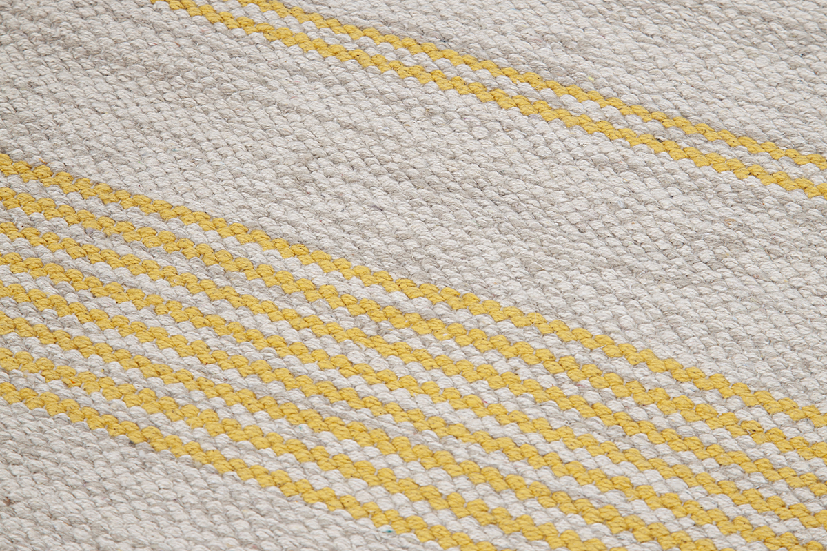 Passatoia per corridoio in cotone giallo e beige 60 x 200 cm CABOURG