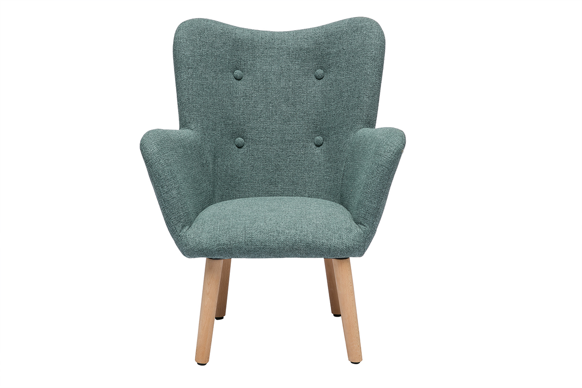 Poltrona da bambino in stile scandinavo verde-grigio in tessuto e legno chiaro BABY BRISTOL