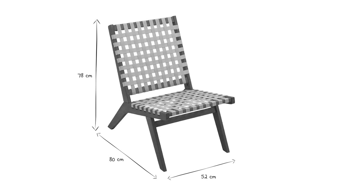 Poltrona da giardino in legno massello e strisce beige LUCEA