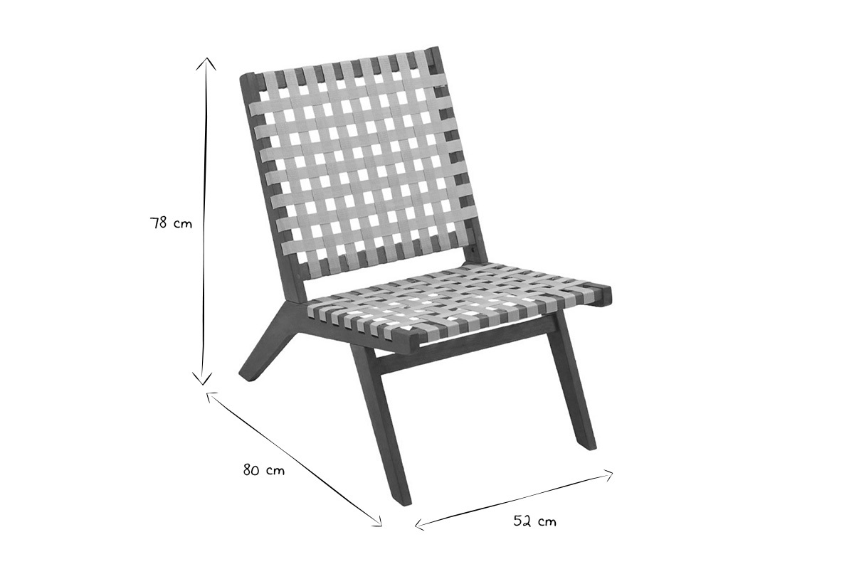 Poltrona da giardino in legno massello e strisce beige LUCEA