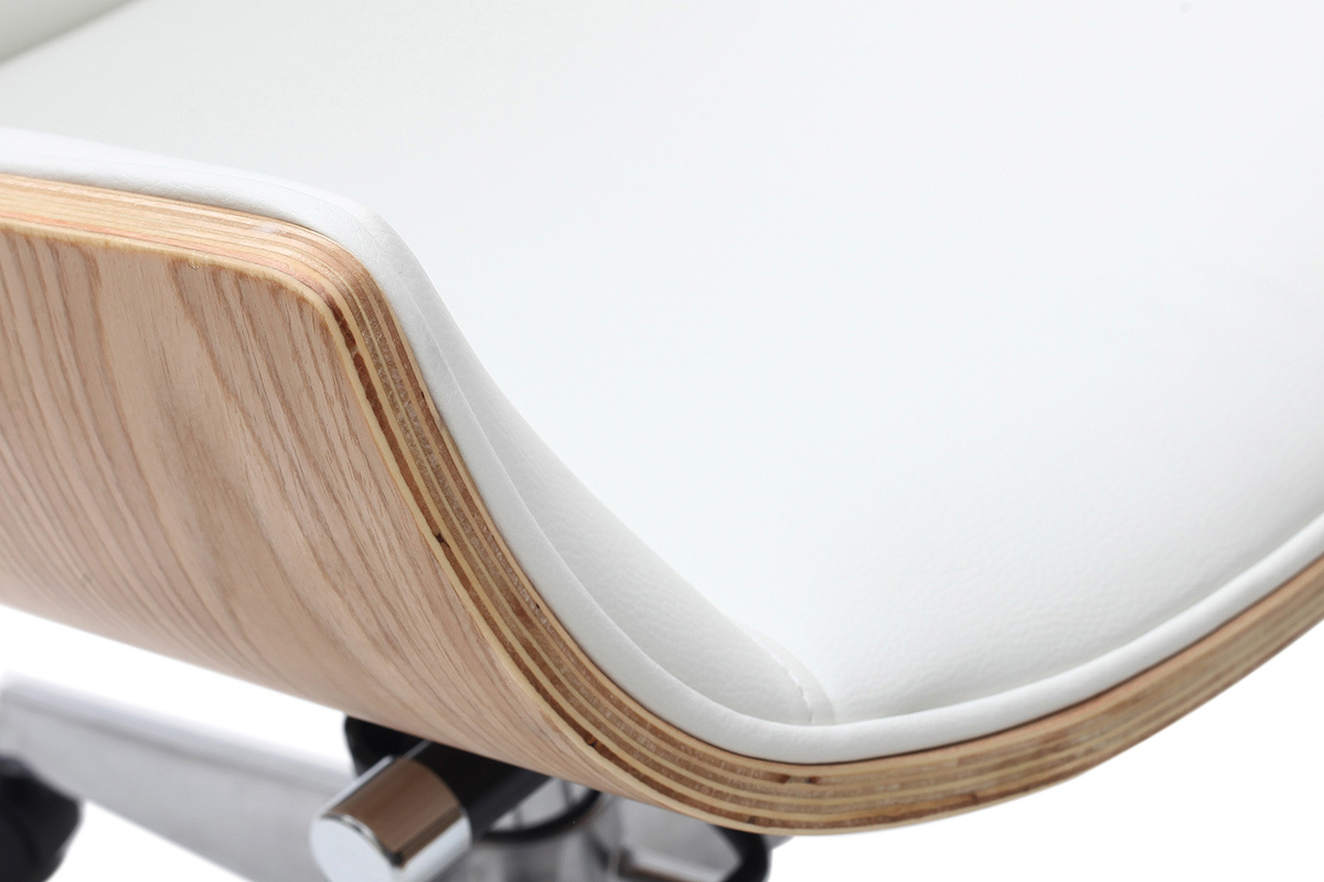 Poltrona da ufficio design legno chiaro e bianco CURVED