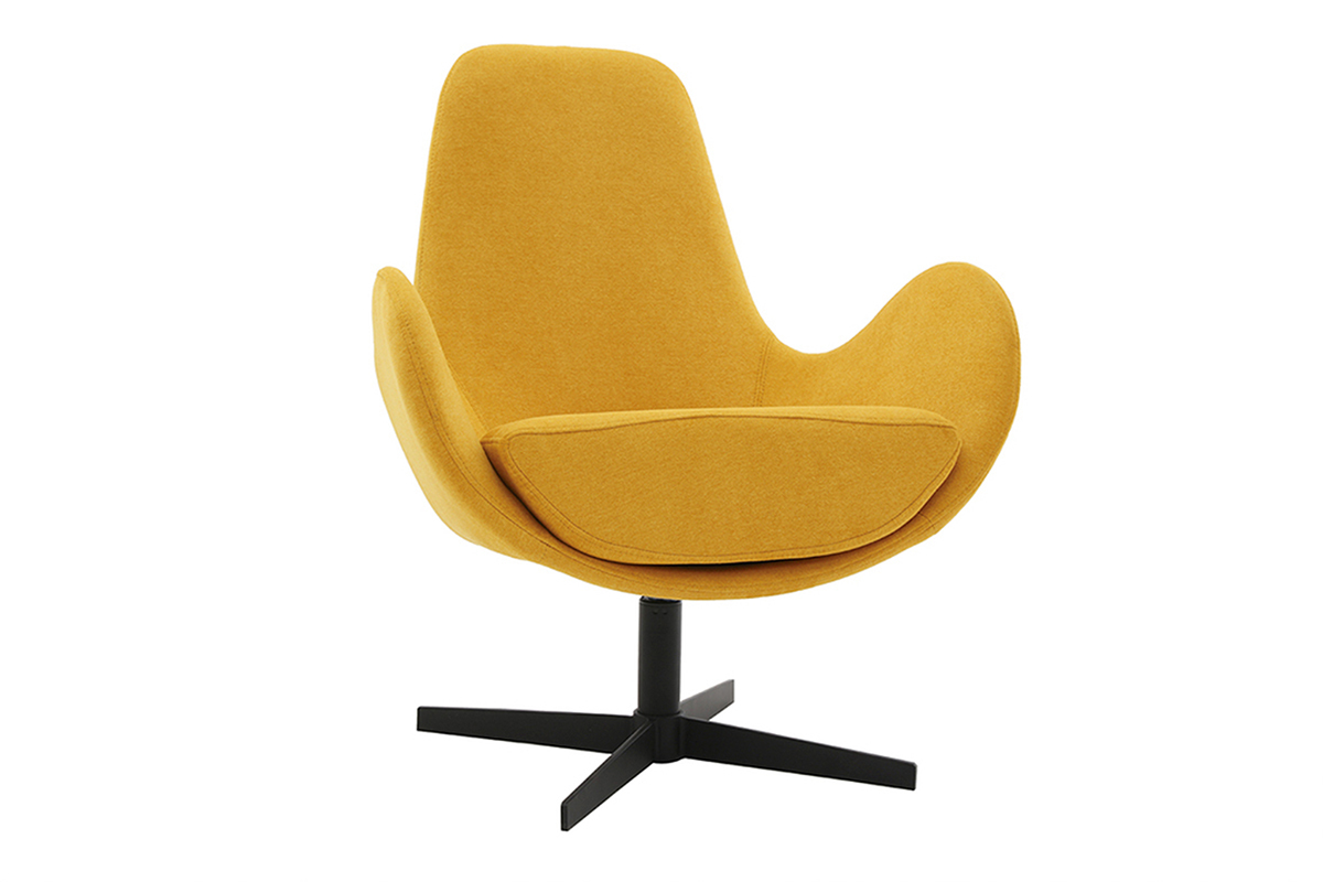 Poltrona design velluto giallo senape ANDY