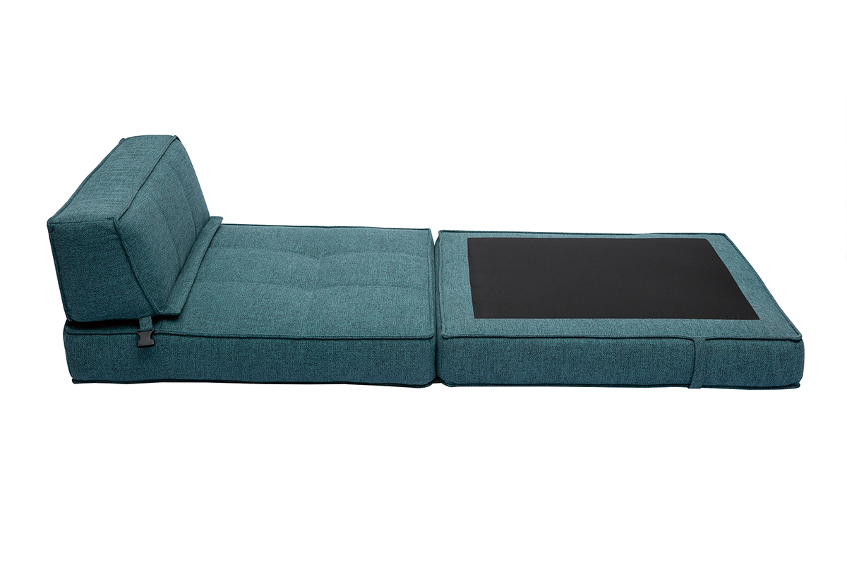 Poltrona letto 1 posto in tessuto blu anatra KATY