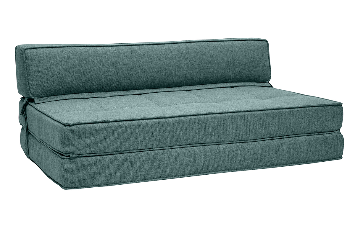 Poltrona letto 2 posti in tessuto grigio-verde KATY