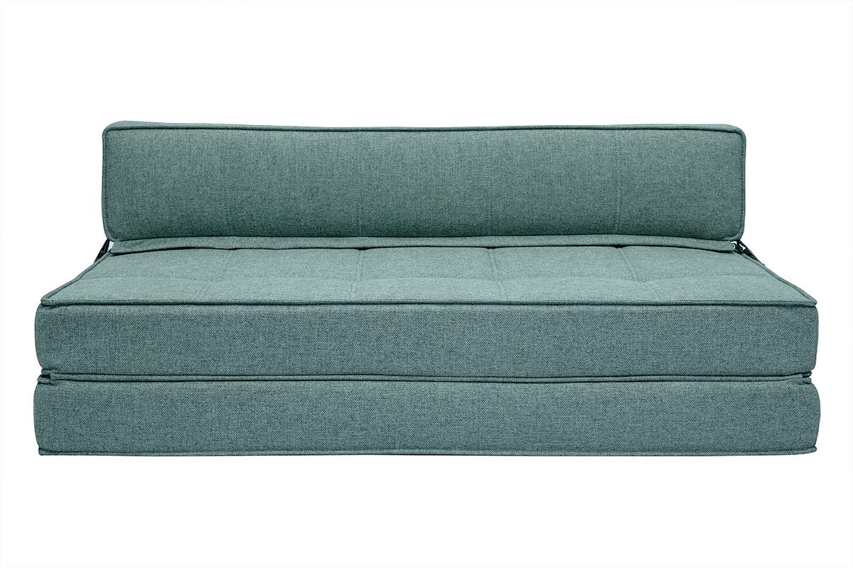 Poltrona letto 2 posti in tessuto grigio-verde KATY