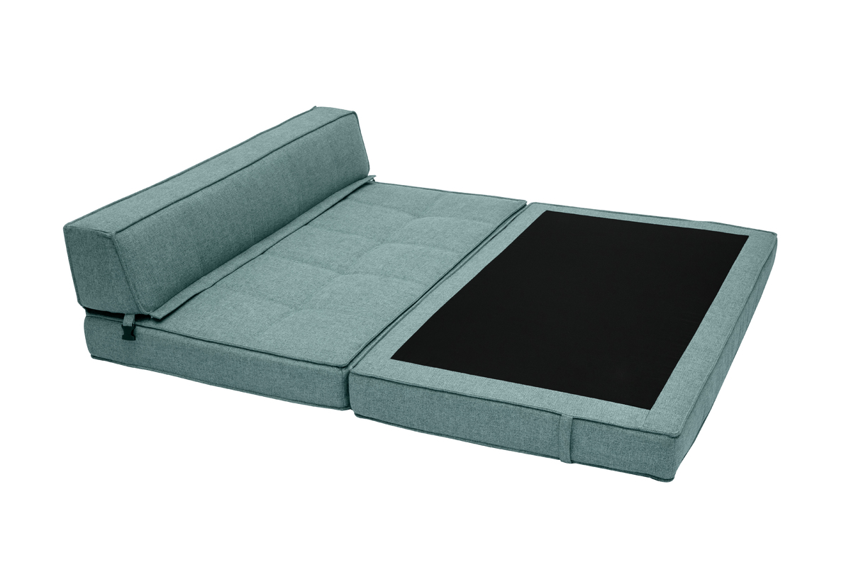 Poltrona letto 2 posti in tessuto grigio-verde KATY