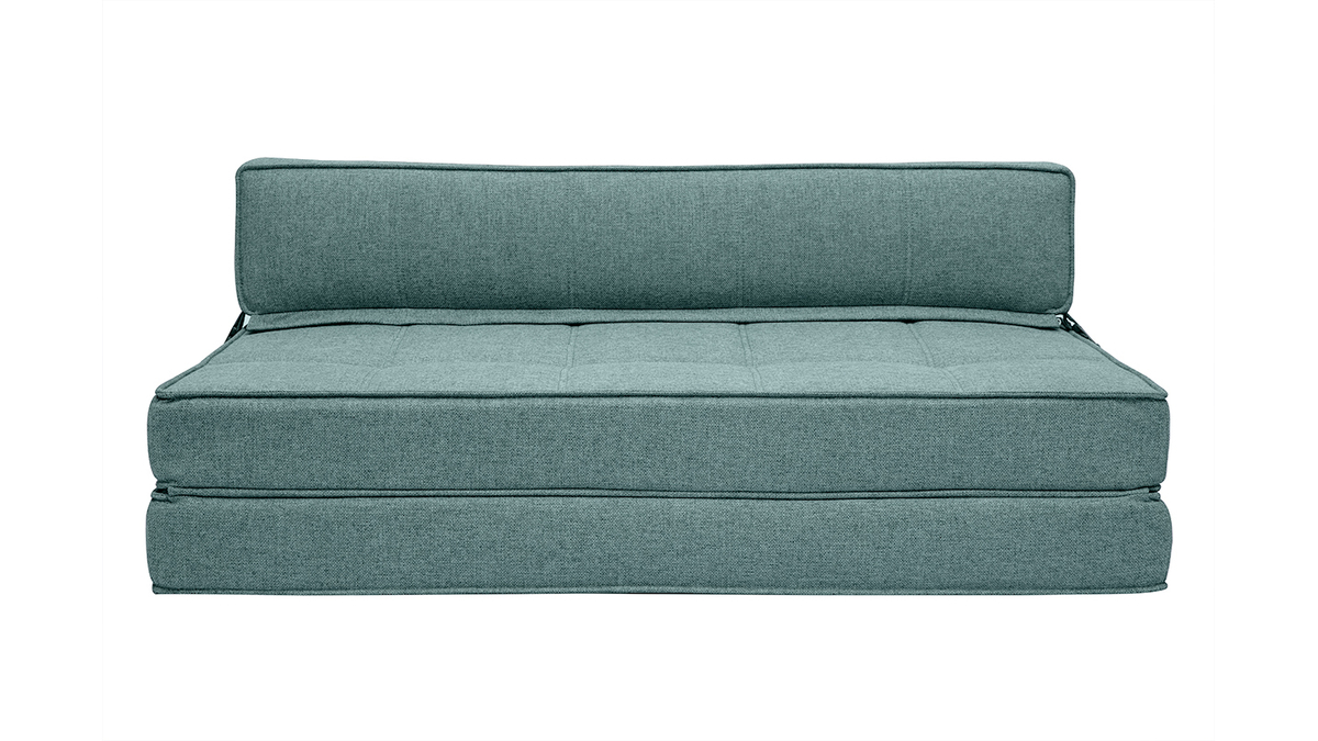 Poltrona letto 2 posti in tessuto grigio-verde KATY