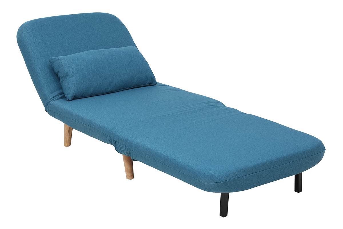 Poltrona letto convertibile in tessuto blu anatra AMIKO